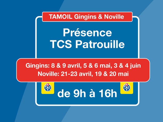 TAMOIL vous accompagne sur la route… et bien plus encore - avec TCS Patrouille à Gingins (VD) et Noville (VD)